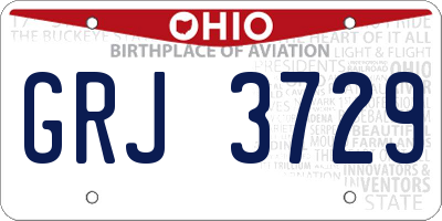OH license plate GRJ3729