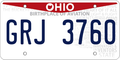 OH license plate GRJ3760