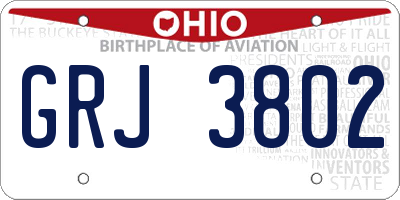OH license plate GRJ3802
