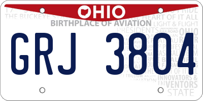 OH license plate GRJ3804