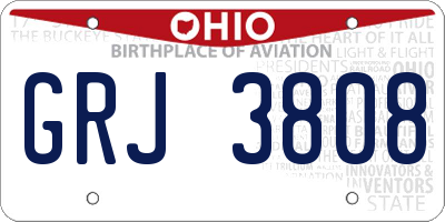 OH license plate GRJ3808