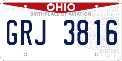 OH license plate GRJ3816