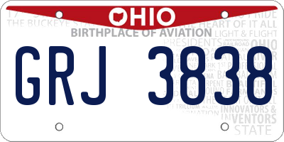 OH license plate GRJ3838