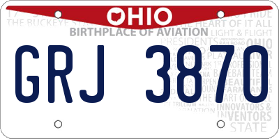 OH license plate GRJ3870