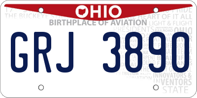 OH license plate GRJ3890