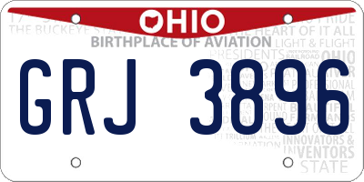 OH license plate GRJ3896