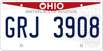 OH license plate GRJ3908
