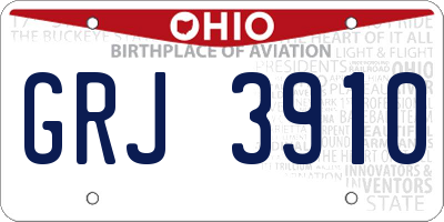 OH license plate GRJ3910