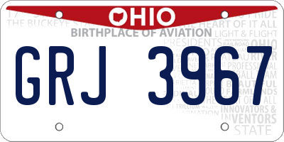 OH license plate GRJ3967