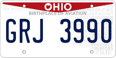 OH license plate GRJ3990