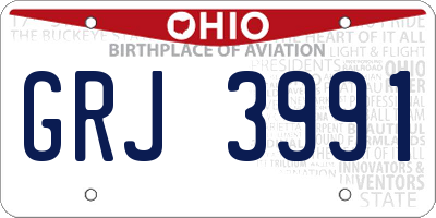 OH license plate GRJ3991