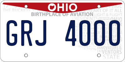 OH license plate GRJ4000