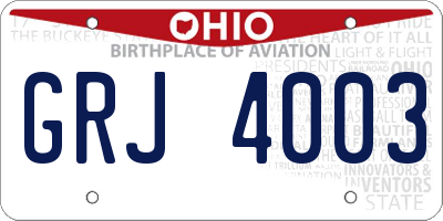 OH license plate GRJ4003