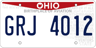 OH license plate GRJ4012