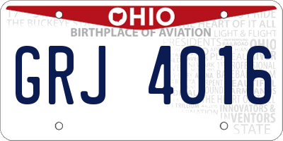 OH license plate GRJ4016