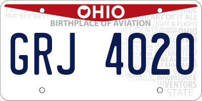OH license plate GRJ4020