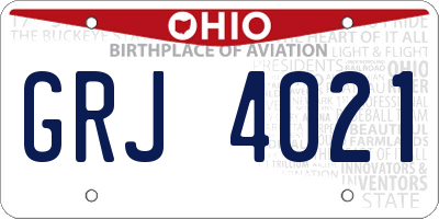 OH license plate GRJ4021