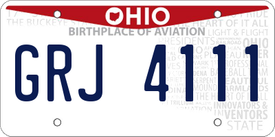 OH license plate GRJ4111