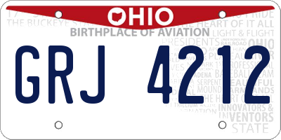 OH license plate GRJ4212