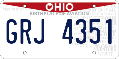 OH license plate GRJ4351