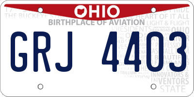 OH license plate GRJ4403
