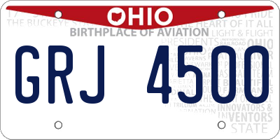 OH license plate GRJ4500