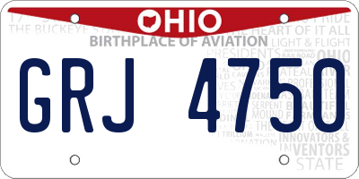 OH license plate GRJ4750