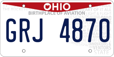 OH license plate GRJ4870