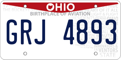 OH license plate GRJ4893