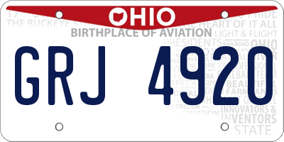 OH license plate GRJ4920