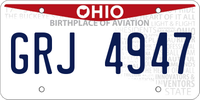 OH license plate GRJ4947