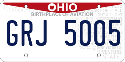 OH license plate GRJ5005