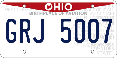 OH license plate GRJ5007