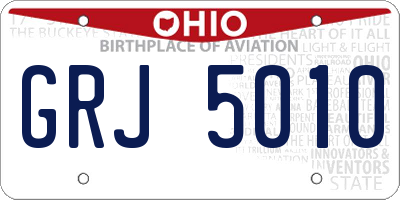 OH license plate GRJ5010