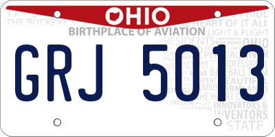 OH license plate GRJ5013