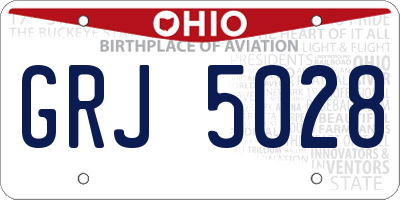 OH license plate GRJ5028