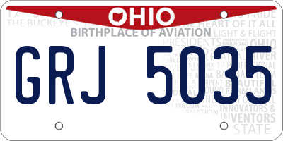 OH license plate GRJ5035