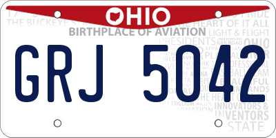 OH license plate GRJ5042
