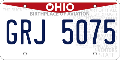 OH license plate GRJ5075