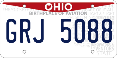 OH license plate GRJ5088
