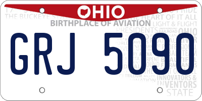 OH license plate GRJ5090