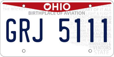 OH license plate GRJ5111