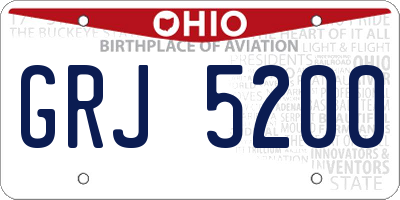 OH license plate GRJ5200