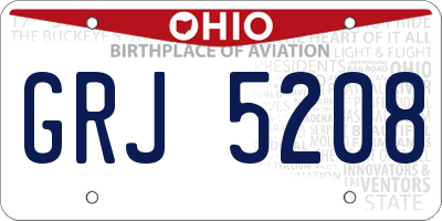 OH license plate GRJ5208