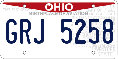 OH license plate GRJ5258