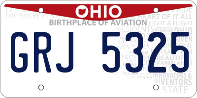 OH license plate GRJ5325