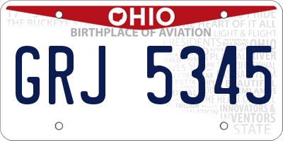 OH license plate GRJ5345