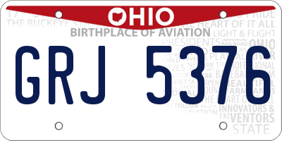 OH license plate GRJ5376