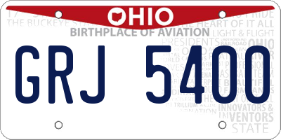OH license plate GRJ5400