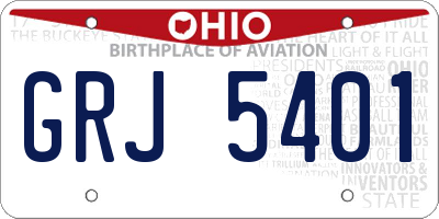 OH license plate GRJ5401